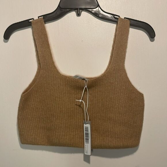Everlane- NWT The Cozy Stretch Tank Crop Top in Camel Wool Blend- Size Medium - Picture 3 of 9
